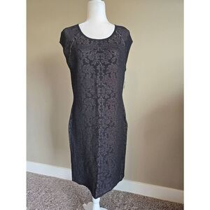 Anne Klein Jacquard Dress Black Sz XL New